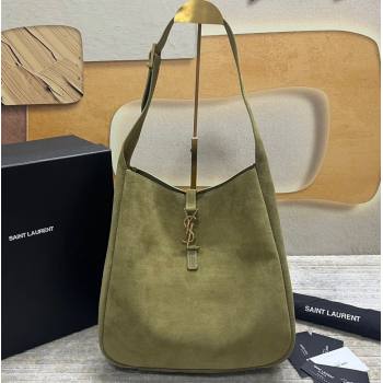 Saint Laurent le 5 à 7 supple Large Bag in Suede 753837 Green (nana-24011059)