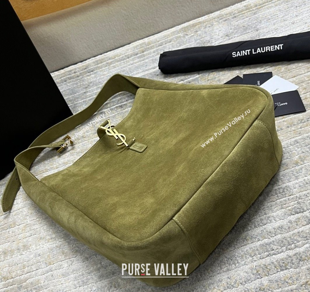 Saint Laurent le 5 à 7 supple Large Bag in Suede 753837 Green (nana-24011059)