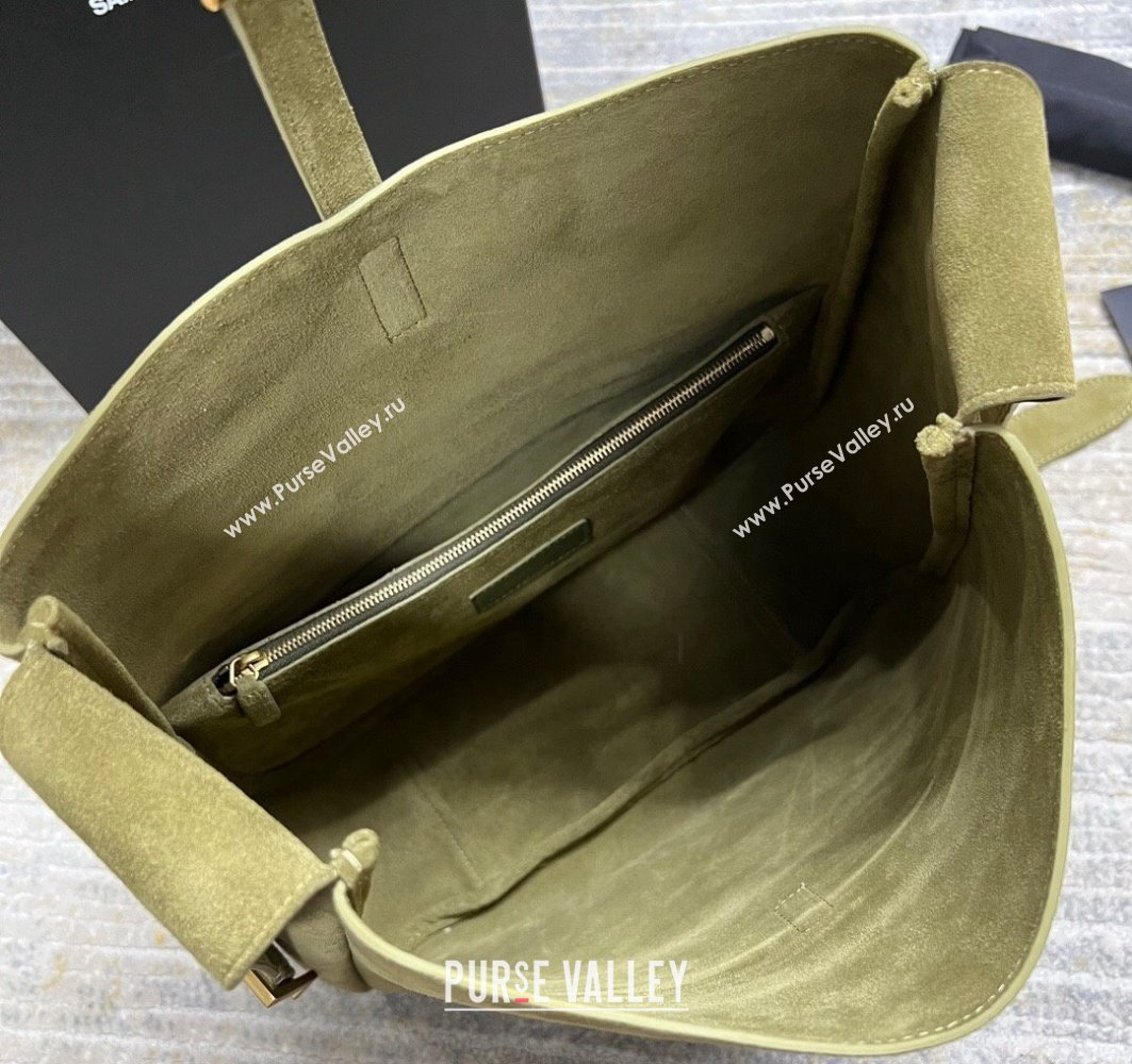 Saint Laurent le 5 à 7 supple Large Bag in Suede 753837 Green (nana-24011059)