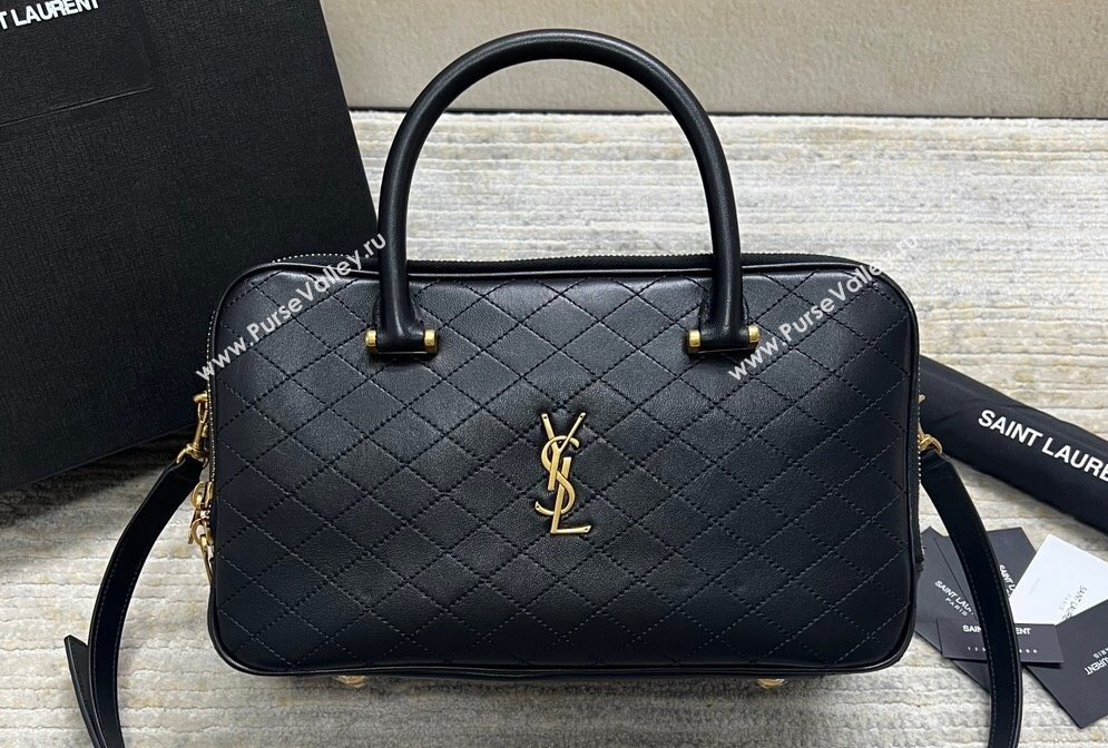 Saint Laurent lyia duffle Bag in quilted lambskin 766785 Black (nana-24011069)