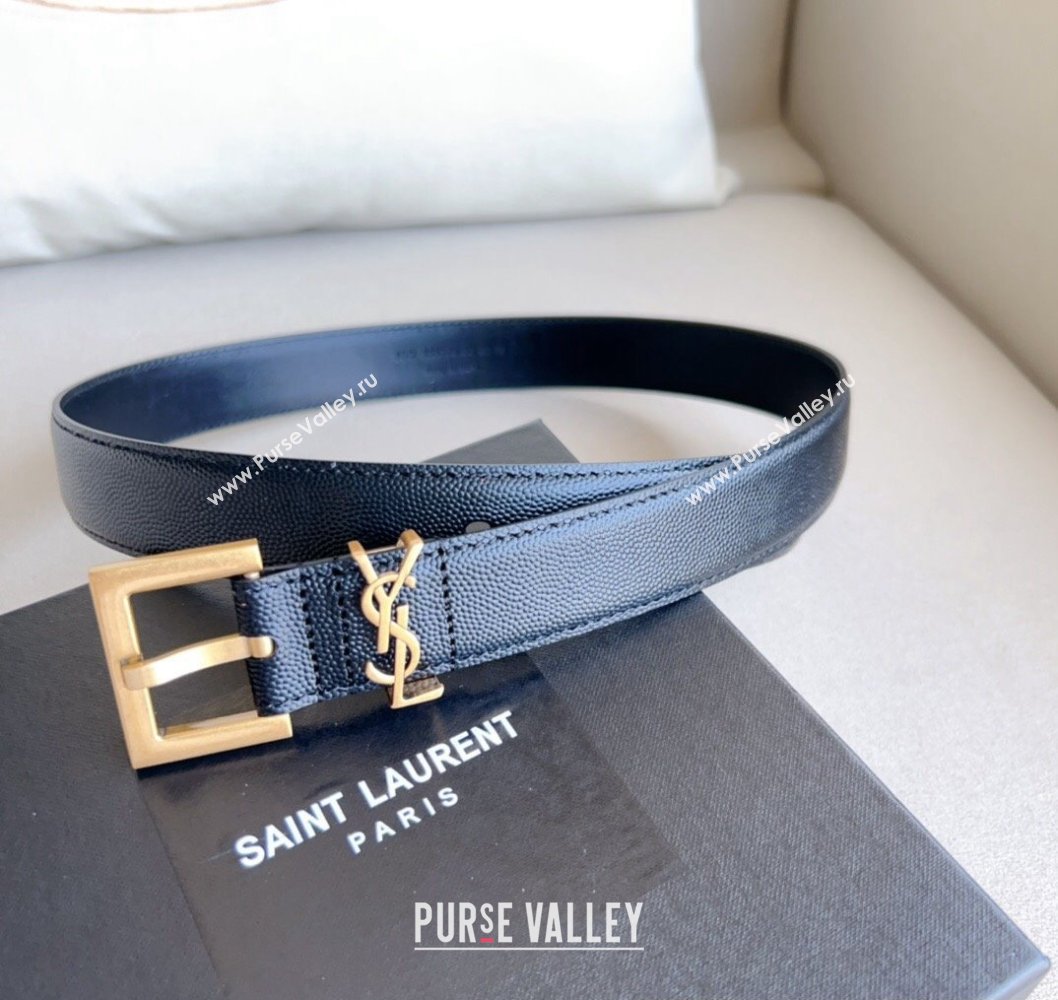 Saint Laurent Width 3cm cassandre belt with square buckle 634440 01 (99belt-231228y01)
