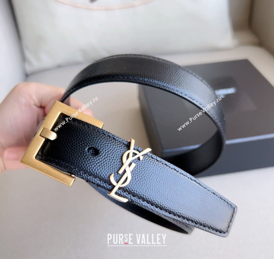 Saint Laurent Width 3cm cassandre belt with square buckle 634440 01 (99belt-231228y01)