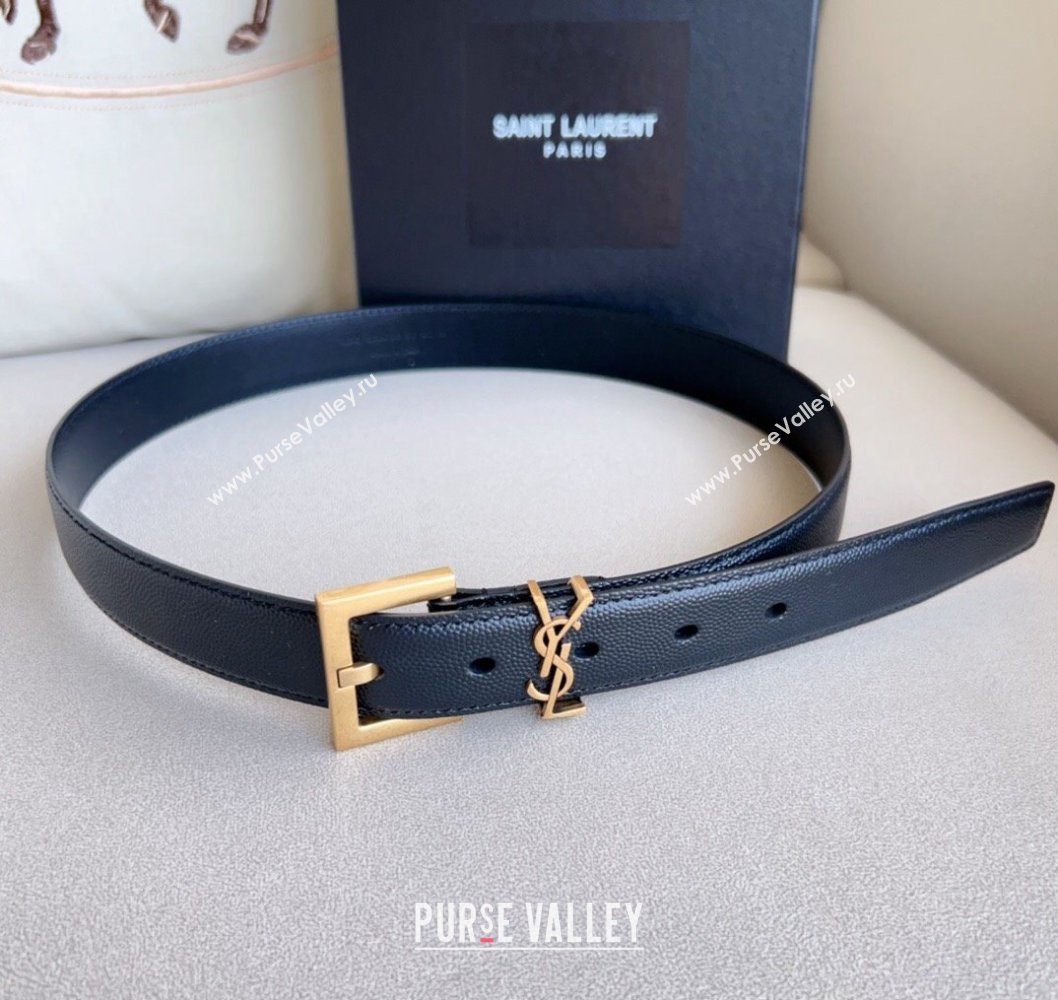 Saint Laurent Width 3cm cassandre belt with square buckle 634440 01 (99belt-231228y01)