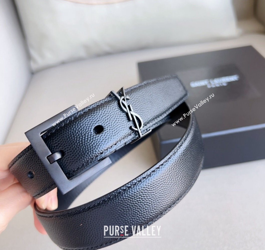Saint Laurent Width 3cm cassandre belt with square buckle 634440 02 (99belt-231228y02)