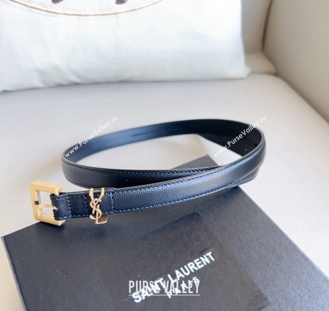 Saint Laurent Width 2cm cassandre thin belt with square buckle 554465 01 (99belt-231228y11)