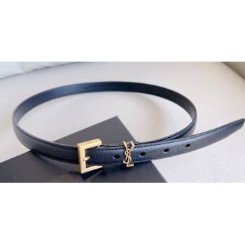 Saint Laurent Width 2cm cassandre thin belt with square buckle 554465 01 (99belt-231228y11)