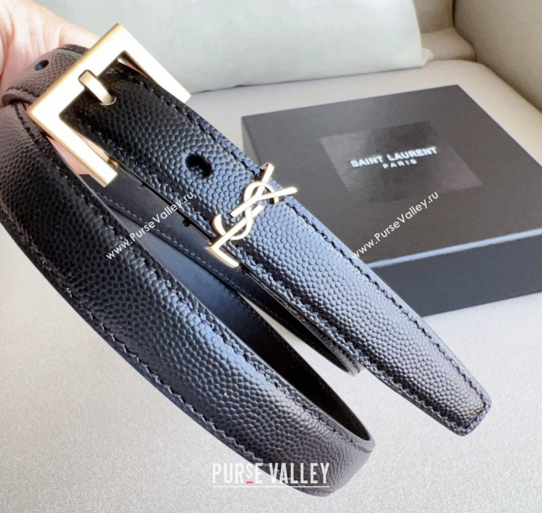 Saint Laurent Width 2cm cassandre thin belt with square buckle 554465 01 (99belt-231228y11)