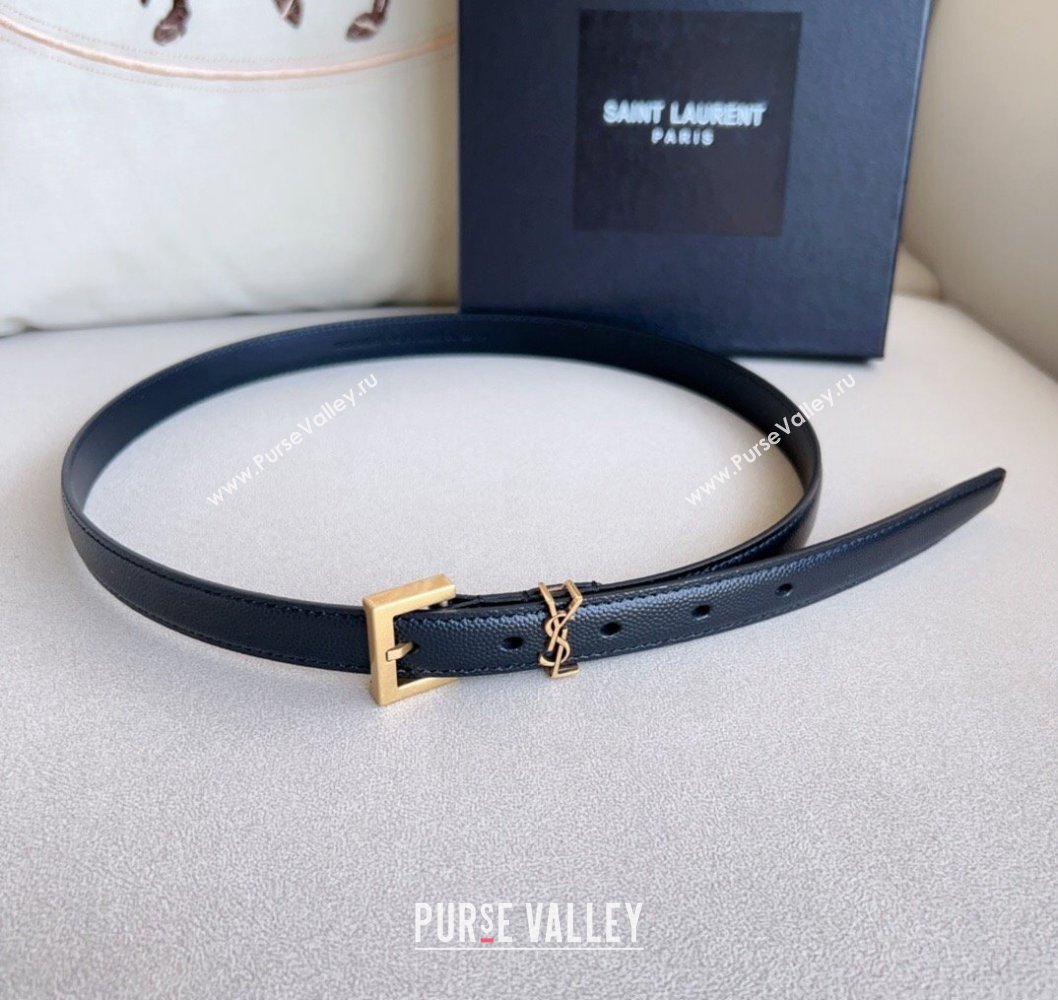 Saint Laurent Width 2cm cassandre thin belt with square buckle 554465 01 (99belt-231228y11)