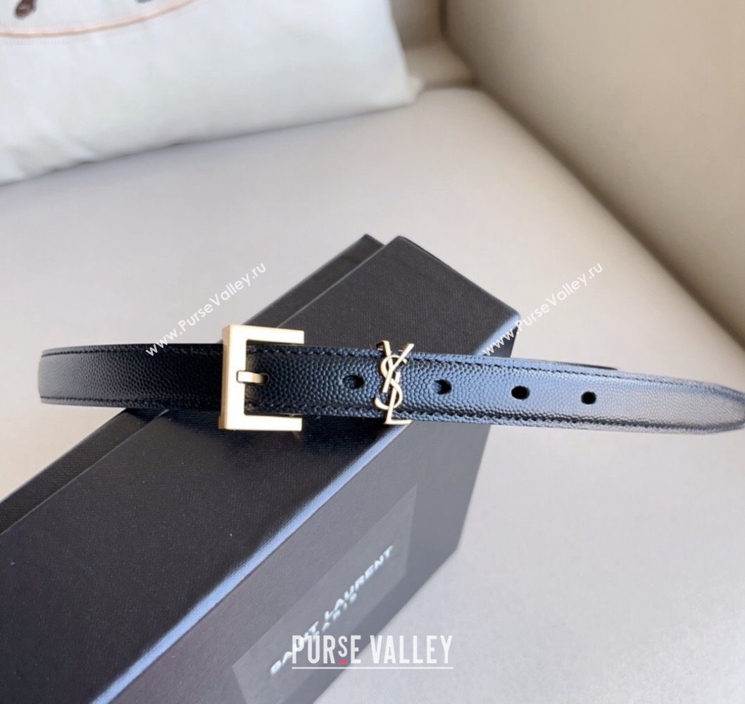 Saint Laurent Width 2cm cassandre thin belt with square buckle 554465 01 (99belt-231228y11)