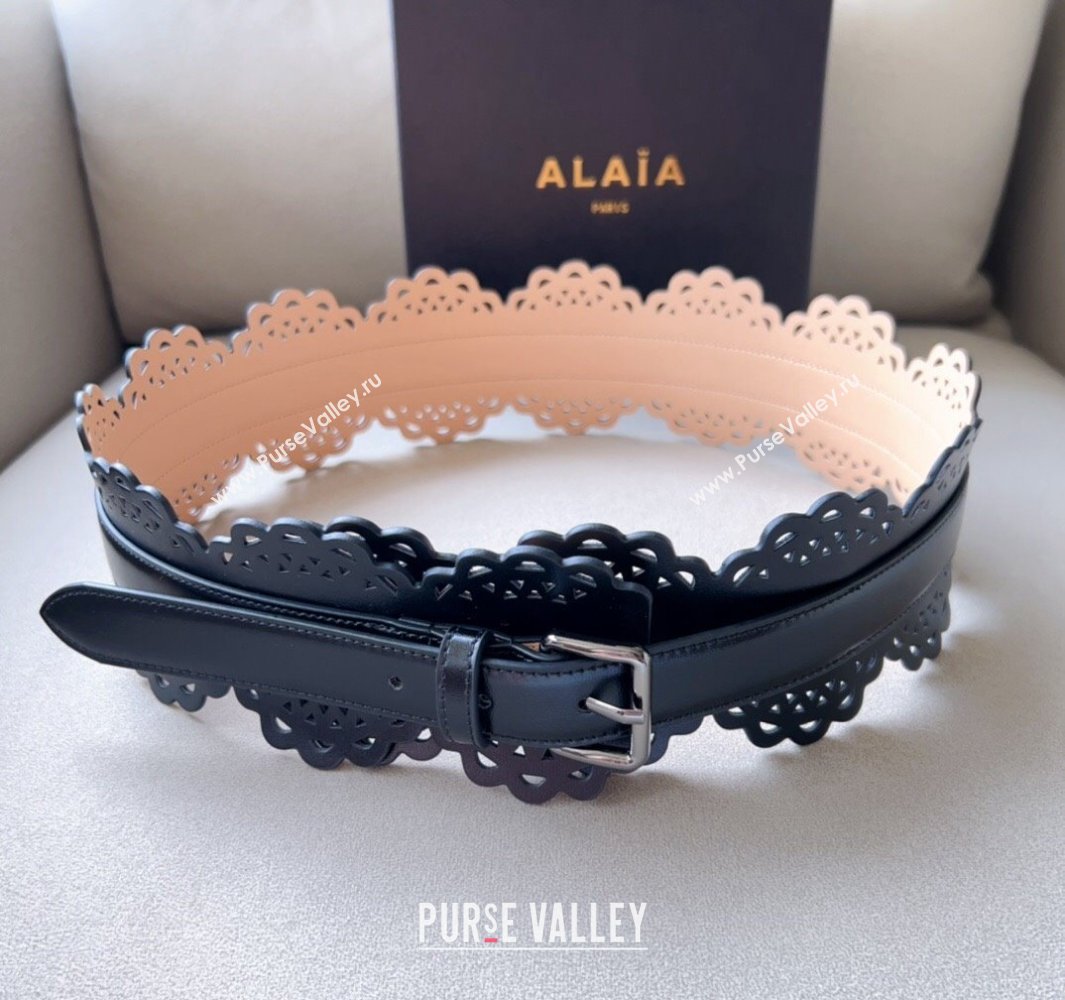 Alaia Width 7cm CORSET BELT IN VIENNE WAVE CALFSKIN 01 (99belt-231228a11)