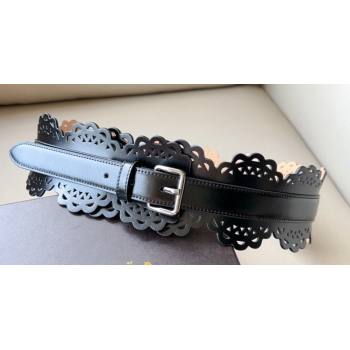 Alaia Width 7cm CORSET BELT IN VIENNE WAVE CALFSKIN 01 (99belt-231228a11)