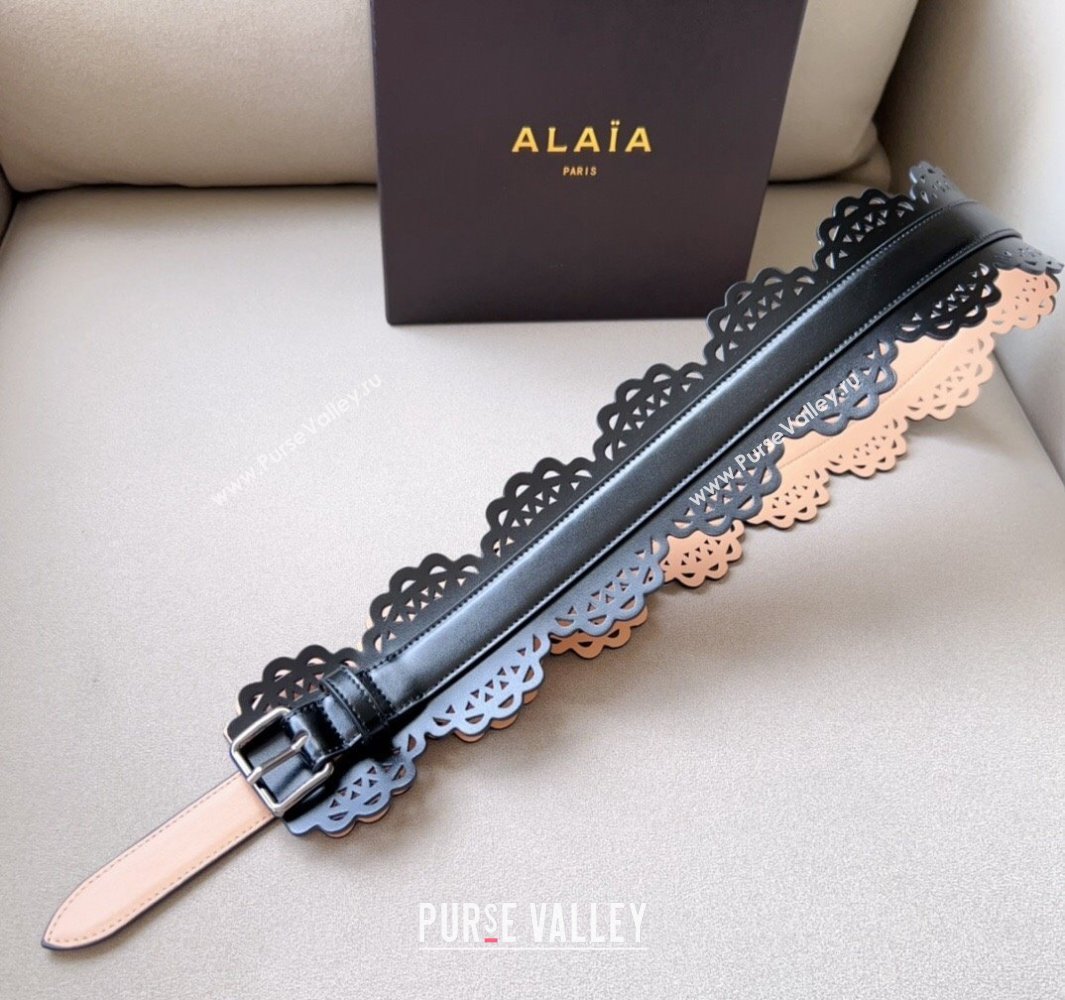 Alaia Width 7cm CORSET BELT IN VIENNE WAVE CALFSKIN 01 (99belt-231228a11)