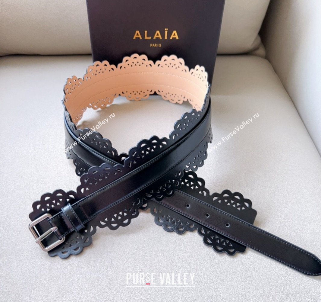 Alaia Width 7cm CORSET BELT IN VIENNE WAVE CALFSKIN 01 (99belt-231228a11)