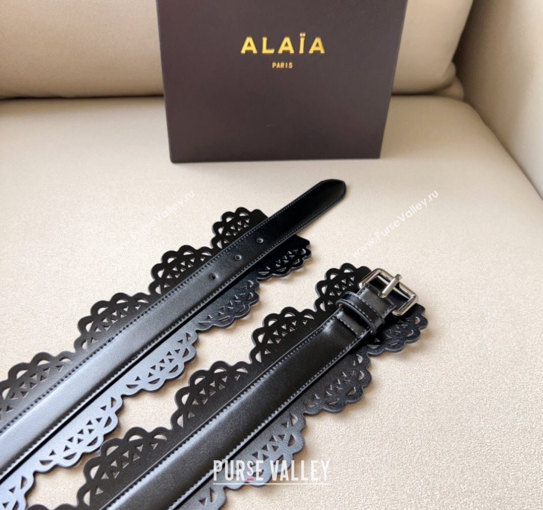 Alaia Width 7cm CORSET BELT IN VIENNE WAVE CALFSKIN 01 (99belt-231228a11)