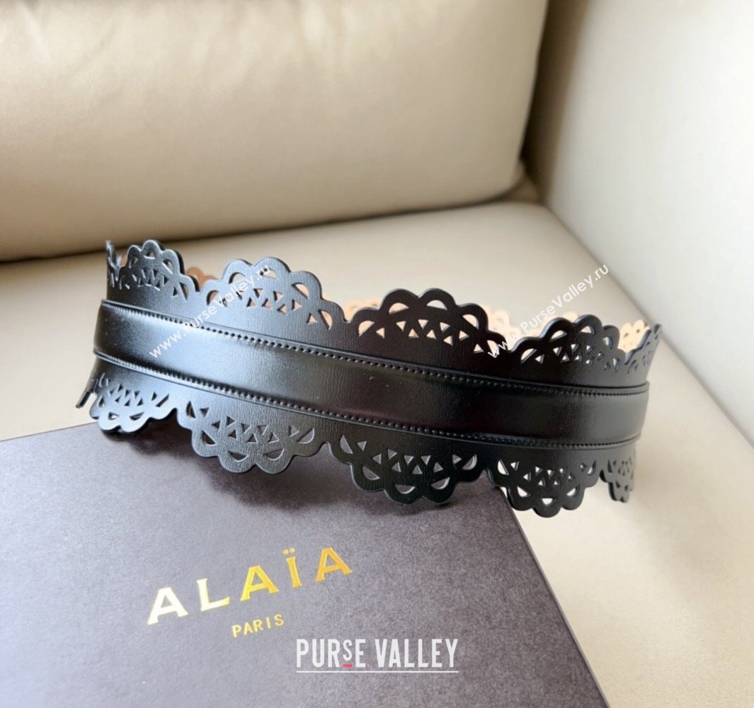 Alaia Width 7cm CORSET BELT IN VIENNE WAVE CALFSKIN 01 (99belt-231228a11)