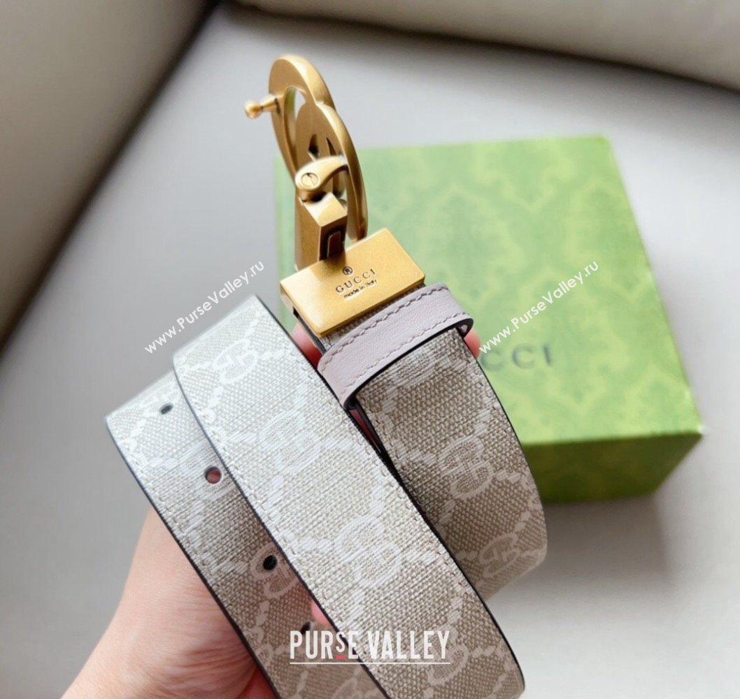 Gucci Width 3cm GG Marmont reversible belt 659416 GG Supreme canvas Beige (99belt-231228g29)