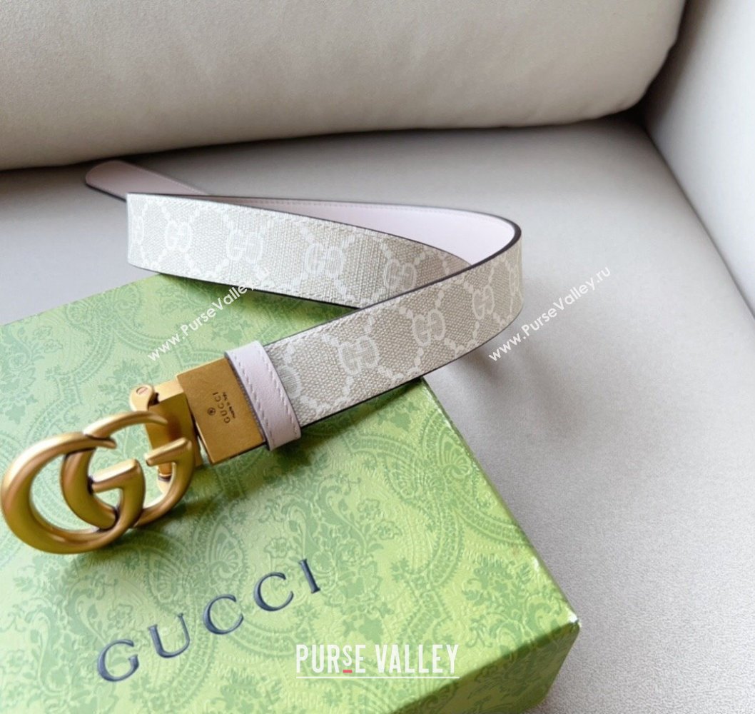 Gucci Width 3cm GG Marmont reversible belt 659416 GG Supreme canvas Beige (99belt-231228g29)