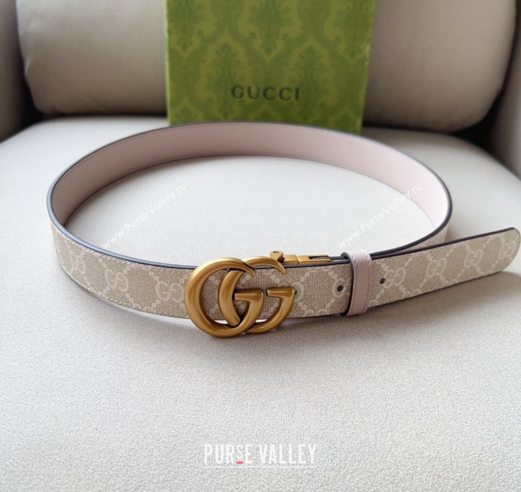 Gucci Width 3cm GG Marmont reversible belt 659416 GG Supreme canvas Beige (99belt-231228g29)