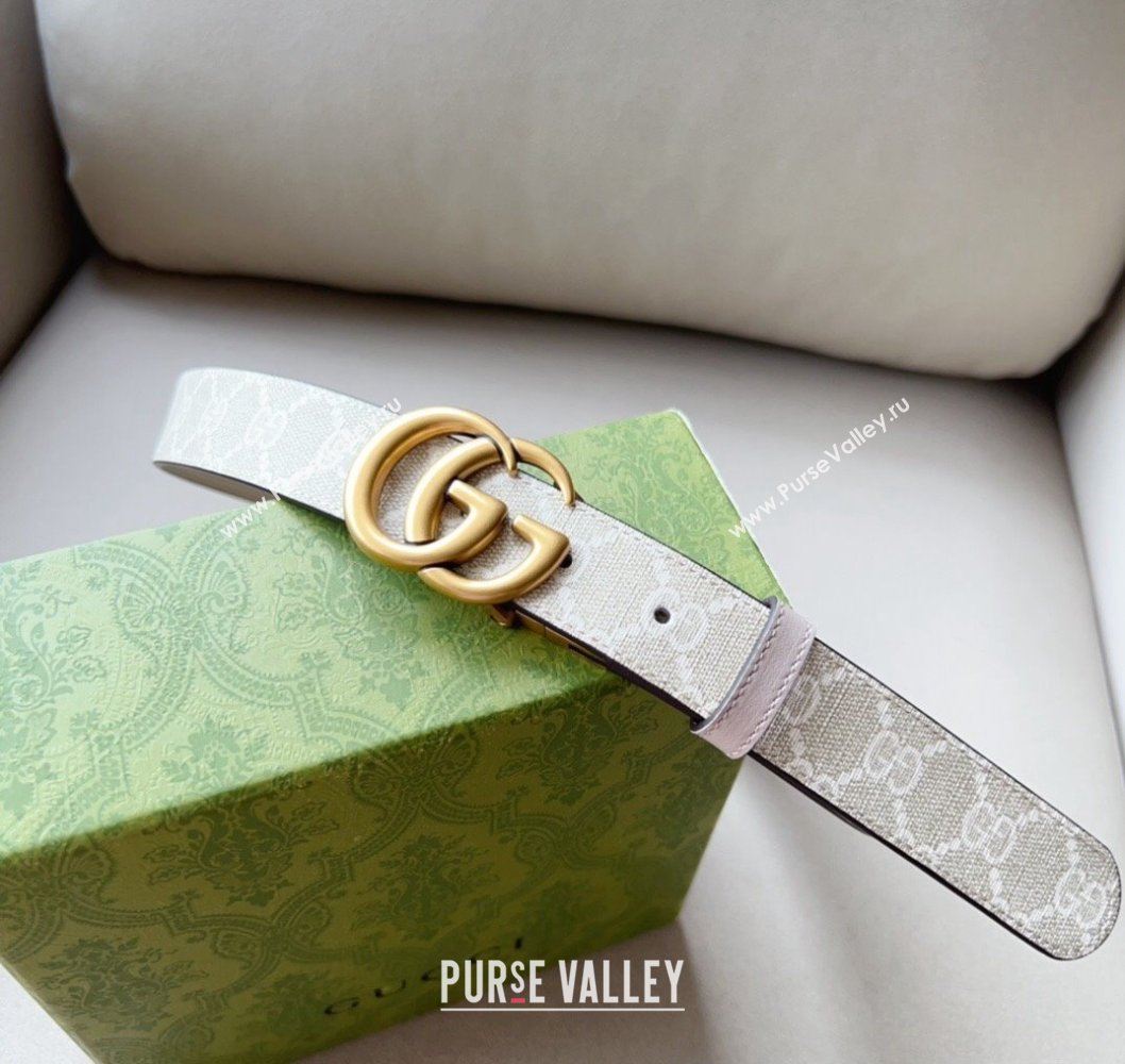 Gucci Width 3cm GG Marmont reversible belt 659416 GG Supreme canvas Beige (99belt-231228g29)