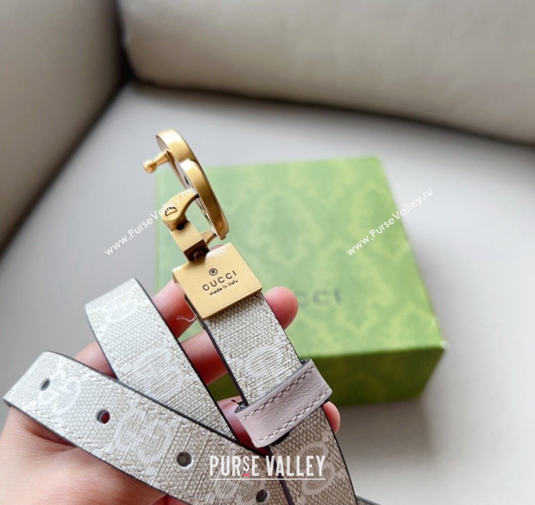 Gucci Width 2cm GG Marmont reversible thin belt 659418 GG Supreme canvas Beige (99belt-231228g28)