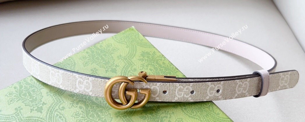 Gucci Width 2cm GG Marmont reversible thin belt 659418 GG Supreme canvas Beige (99belt-231228g28)
