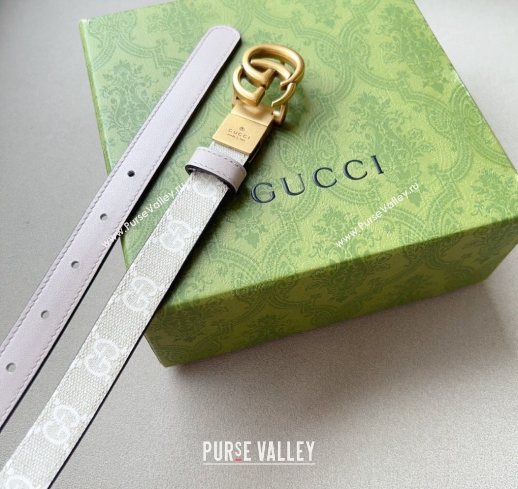 Gucci Width 2cm GG Marmont reversible thin belt 659418 GG Supreme canvas Beige (99belt-231228g28)