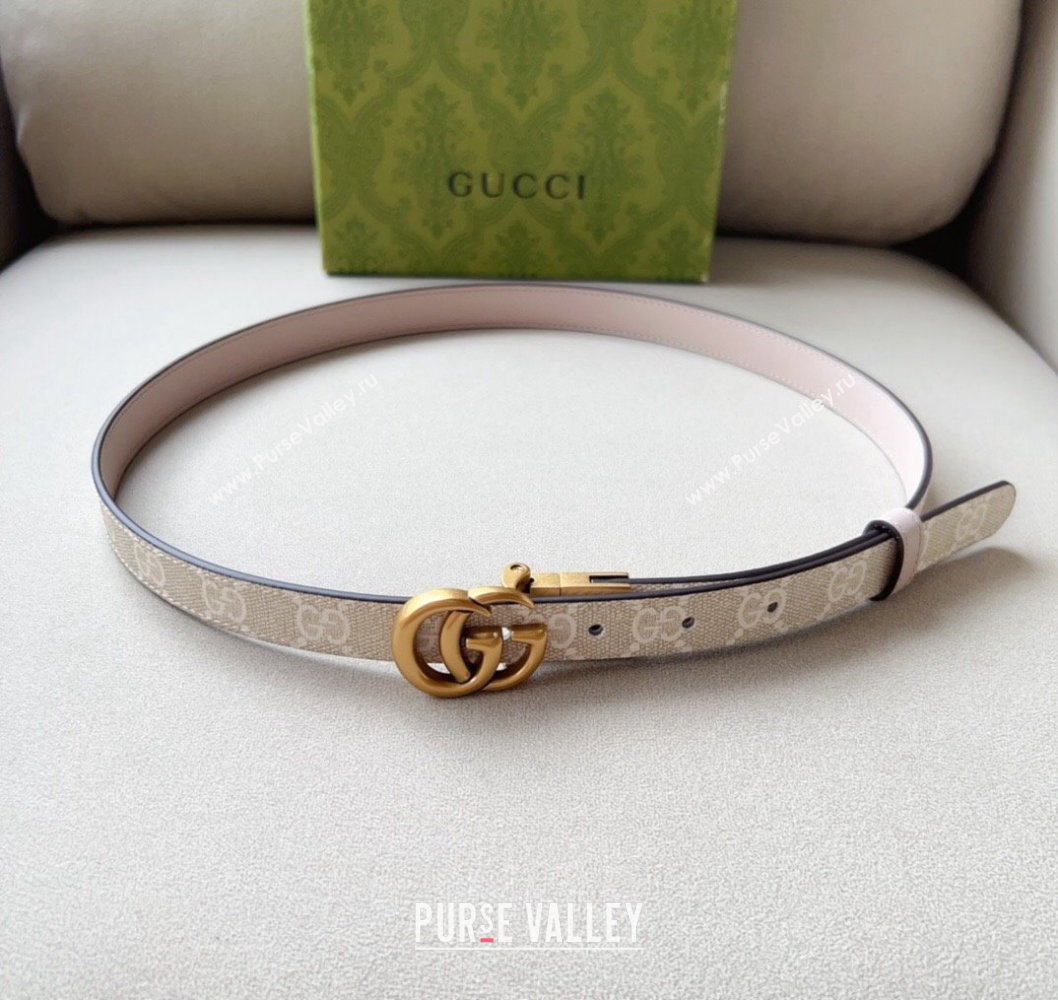 Gucci Width 2cm GG Marmont reversible thin belt 659418 GG Supreme canvas Beige (99belt-231228g28)