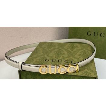 Gucci Width 1.5cm Gucci buckle thin belt 751602 White/Gold (99belt-231228g49)