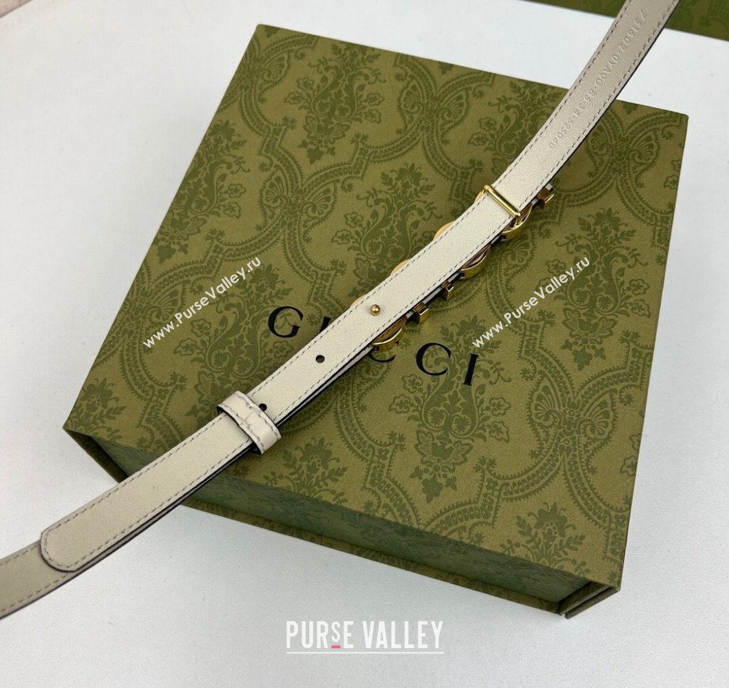Gucci Width 1.5cm Gucci buckle thin belt 751602 White/Gold (99belt-231228g49)