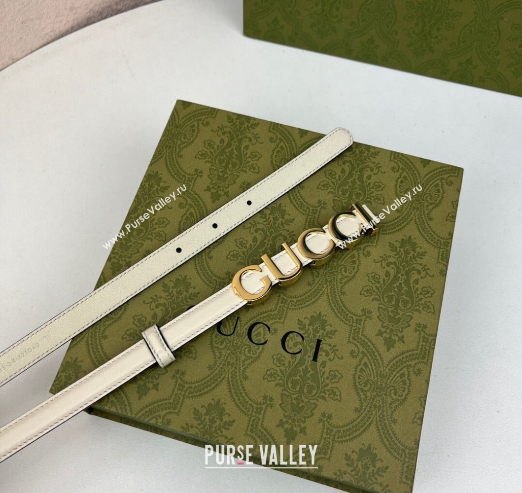 Gucci Width 1.5cm Gucci buckle thin belt 751602 White/Gold (99belt-231228g49)