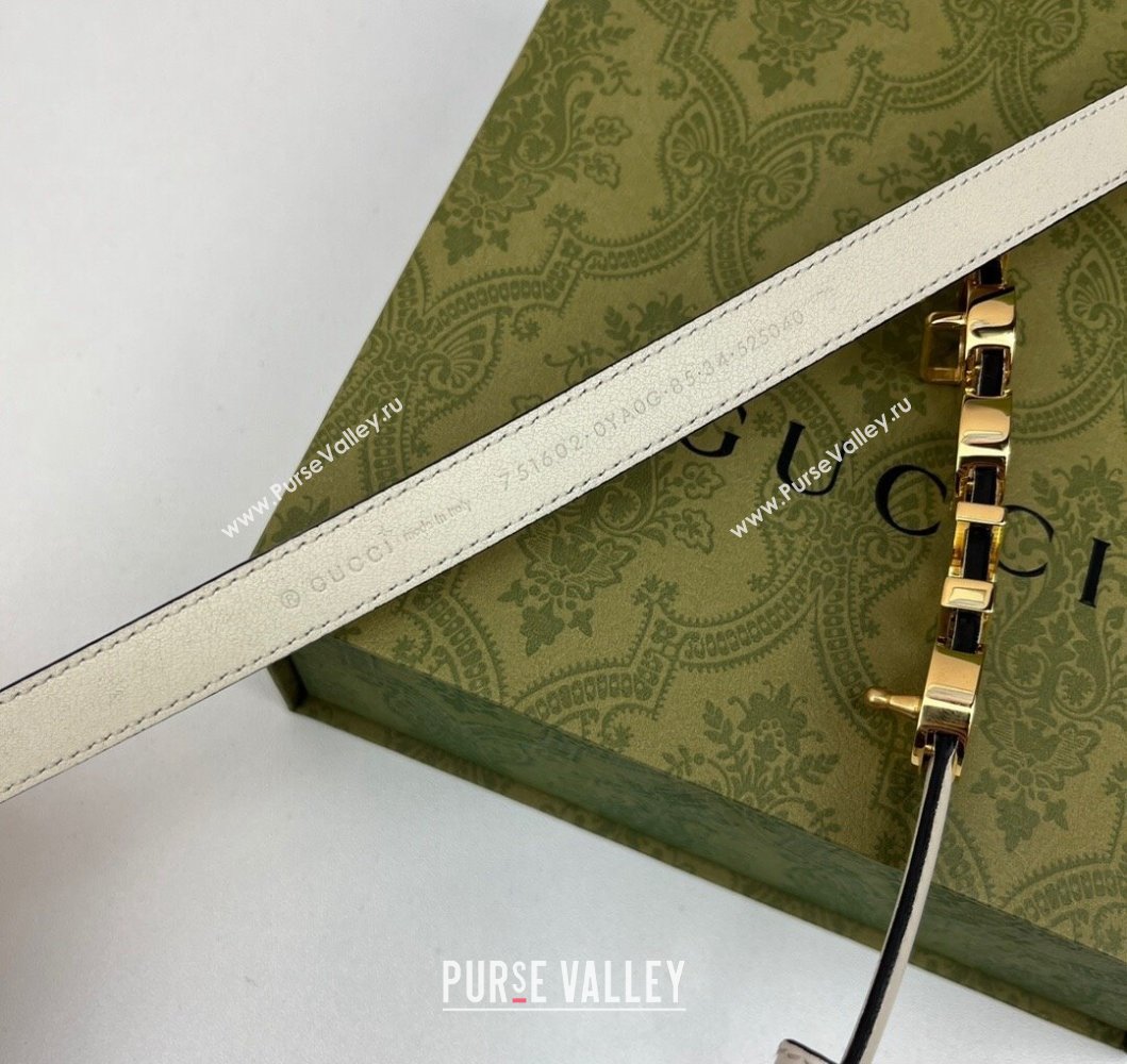 Gucci Width 1.5cm Gucci buckle thin belt 751602 White/Gold (99belt-231228g49)