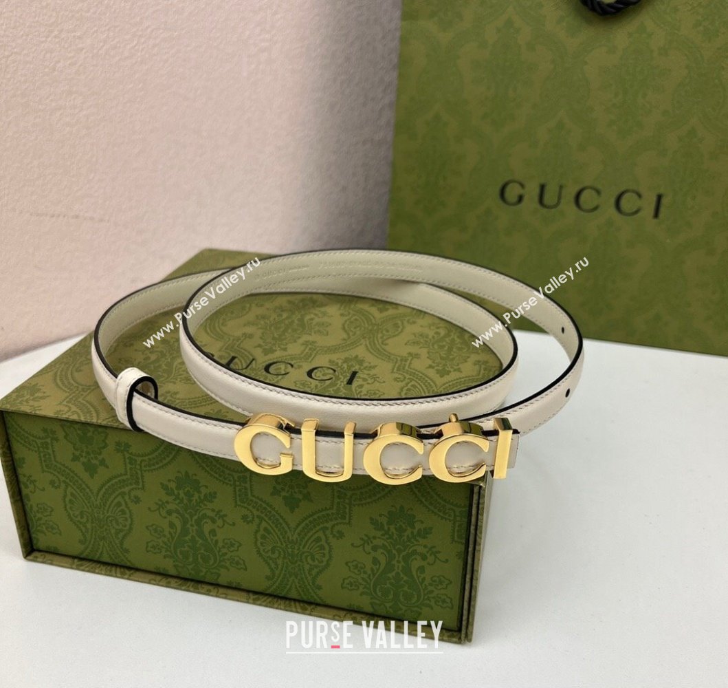 Gucci Width 1.5cm Gucci buckle thin belt 751602 White/Gold (99belt-231228g49)