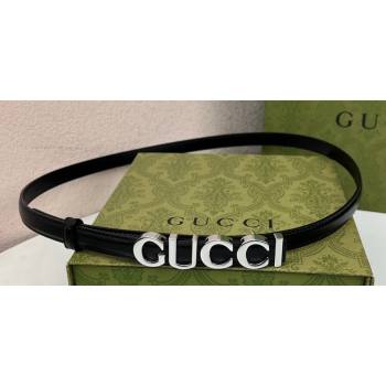 Gucci Width 1.5cm Gucci buckle thin belt 751602 Black/Silver (99belt-231228g46)