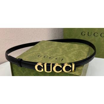 Gucci Width 1.5cm Gucci buckle thin belt 751602 Black/Gold (99belt-231228g45)