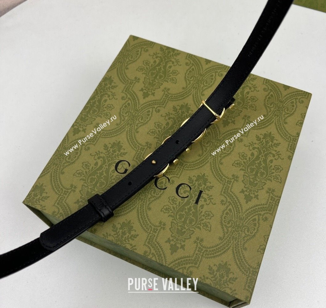 Gucci Width 1.5cm Gucci buckle thin belt 751602 Black/Gold (99belt-231228g45)