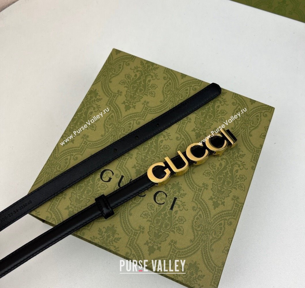 Gucci Width 1.5cm Gucci buckle thin belt 751602 Black/Gold (99belt-231228g45)