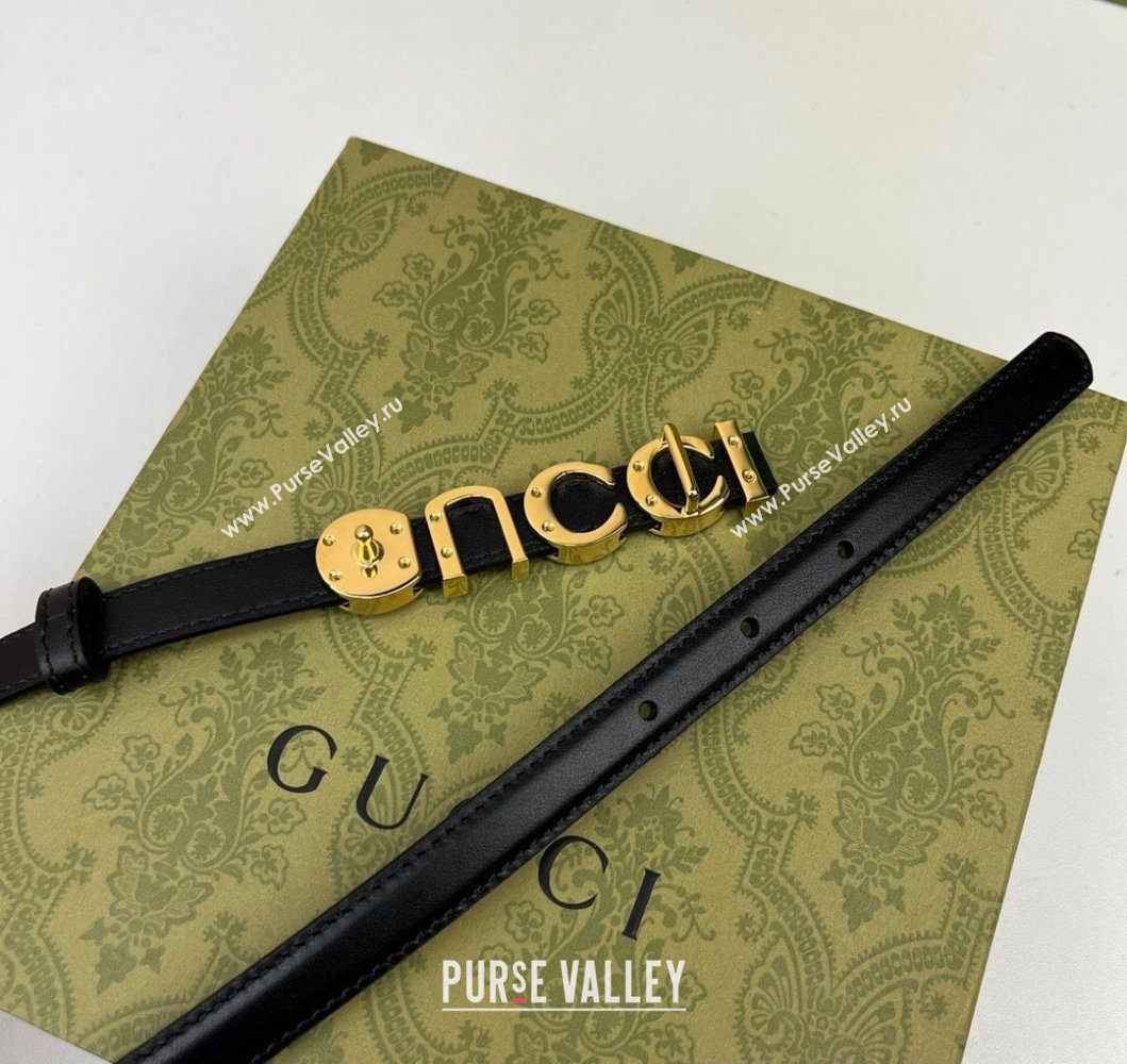 Gucci Width 1.5cm Gucci buckle thin belt 751602 Black/Gold (99belt-231228g45)