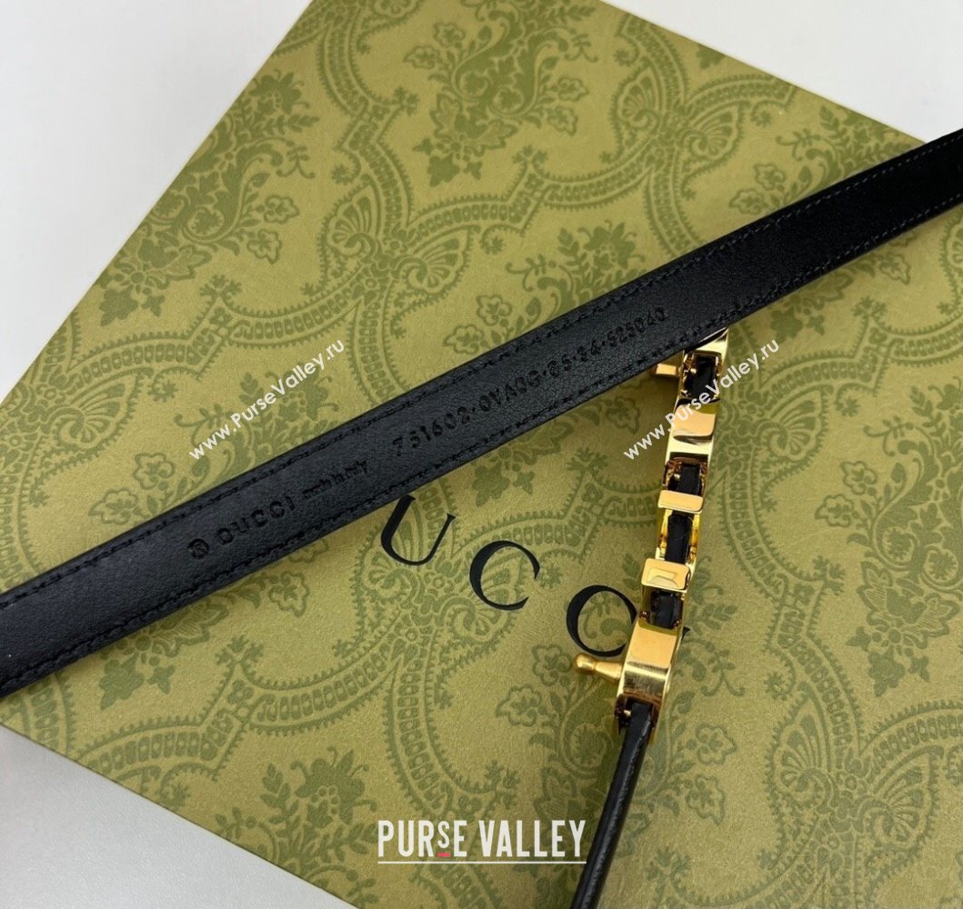 Gucci Width 1.5cm Gucci buckle thin belt 751602 Black/Gold (99belt-231228g45)