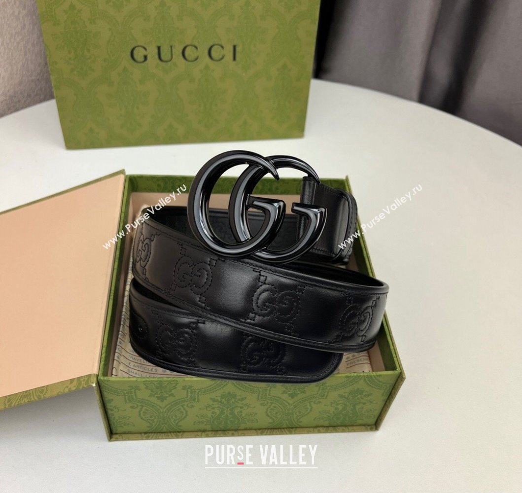 Gucci Width 4cm GG Marmont Matelasse wide belt 400593 Black (99belt-231228g32)