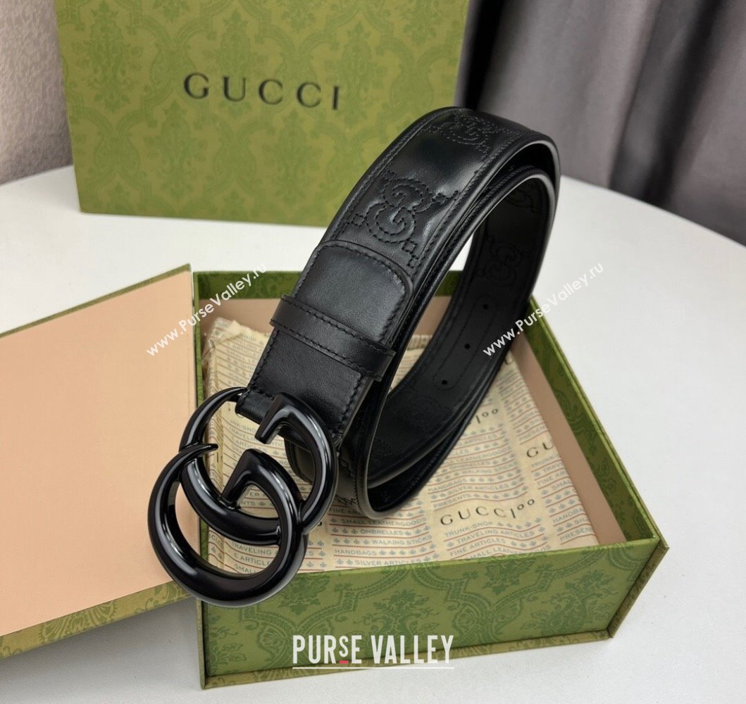 Gucci Width 4cm GG Marmont Matelasse wide belt 400593 Black (99belt-231228g32)