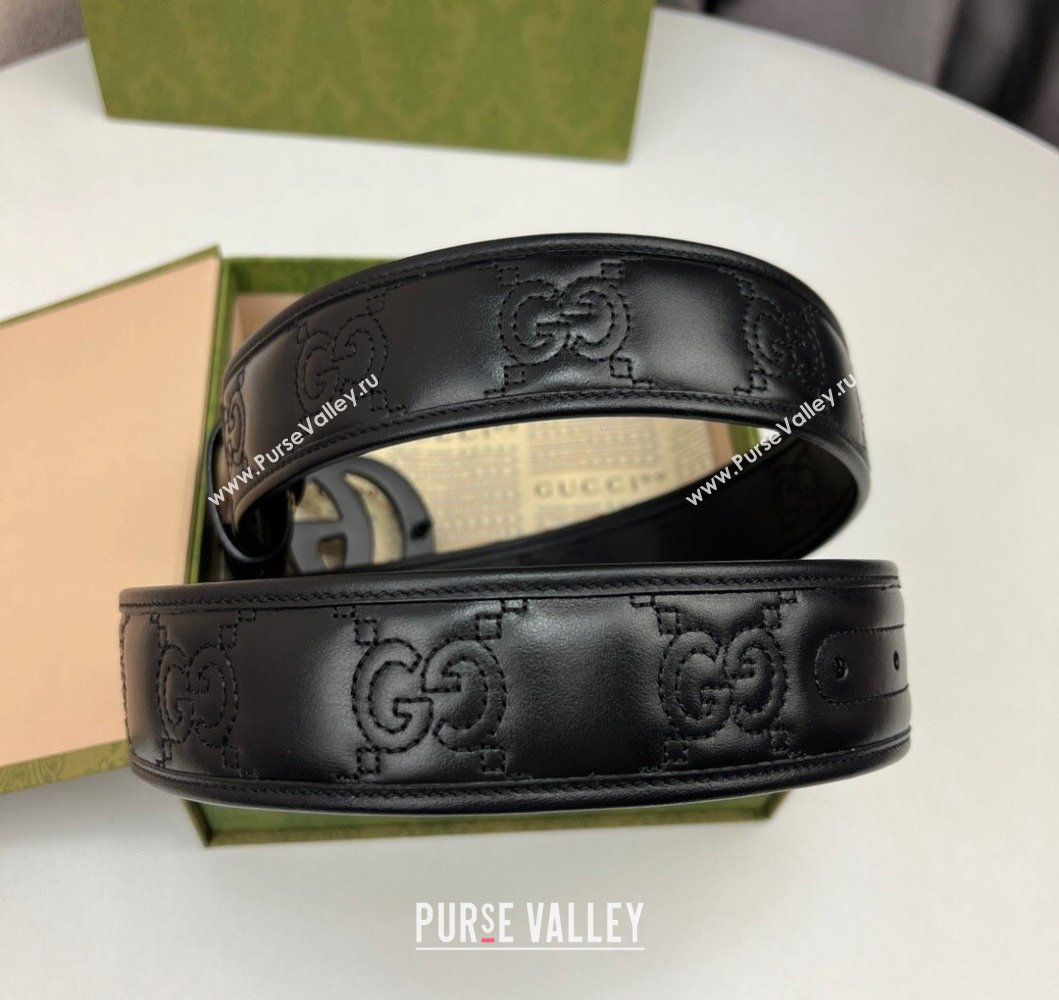 Gucci Width 4cm GG Marmont Matelasse wide belt 400593 Black (99belt-231228g32)