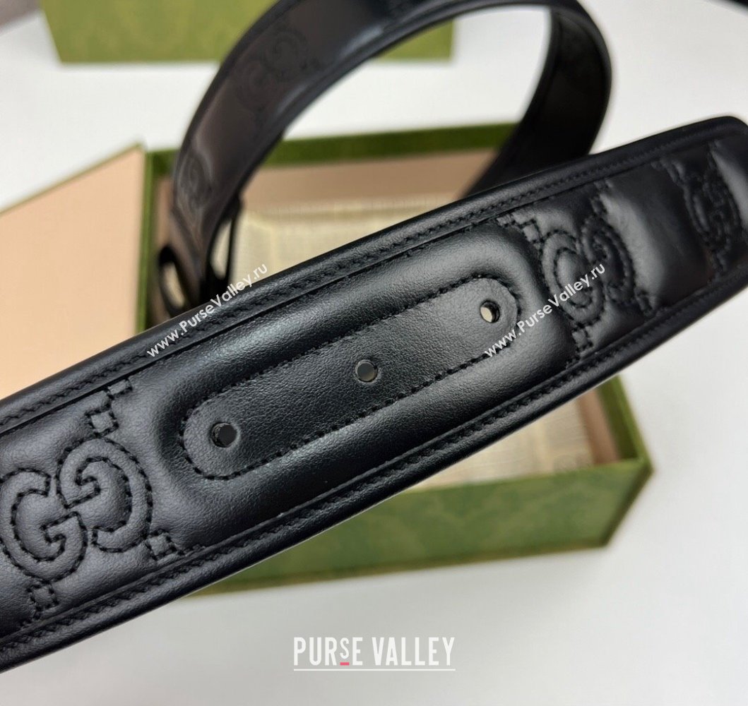 Gucci Width 4cm GG Marmont Matelasse wide belt 400593 Black (99belt-231228g32)
