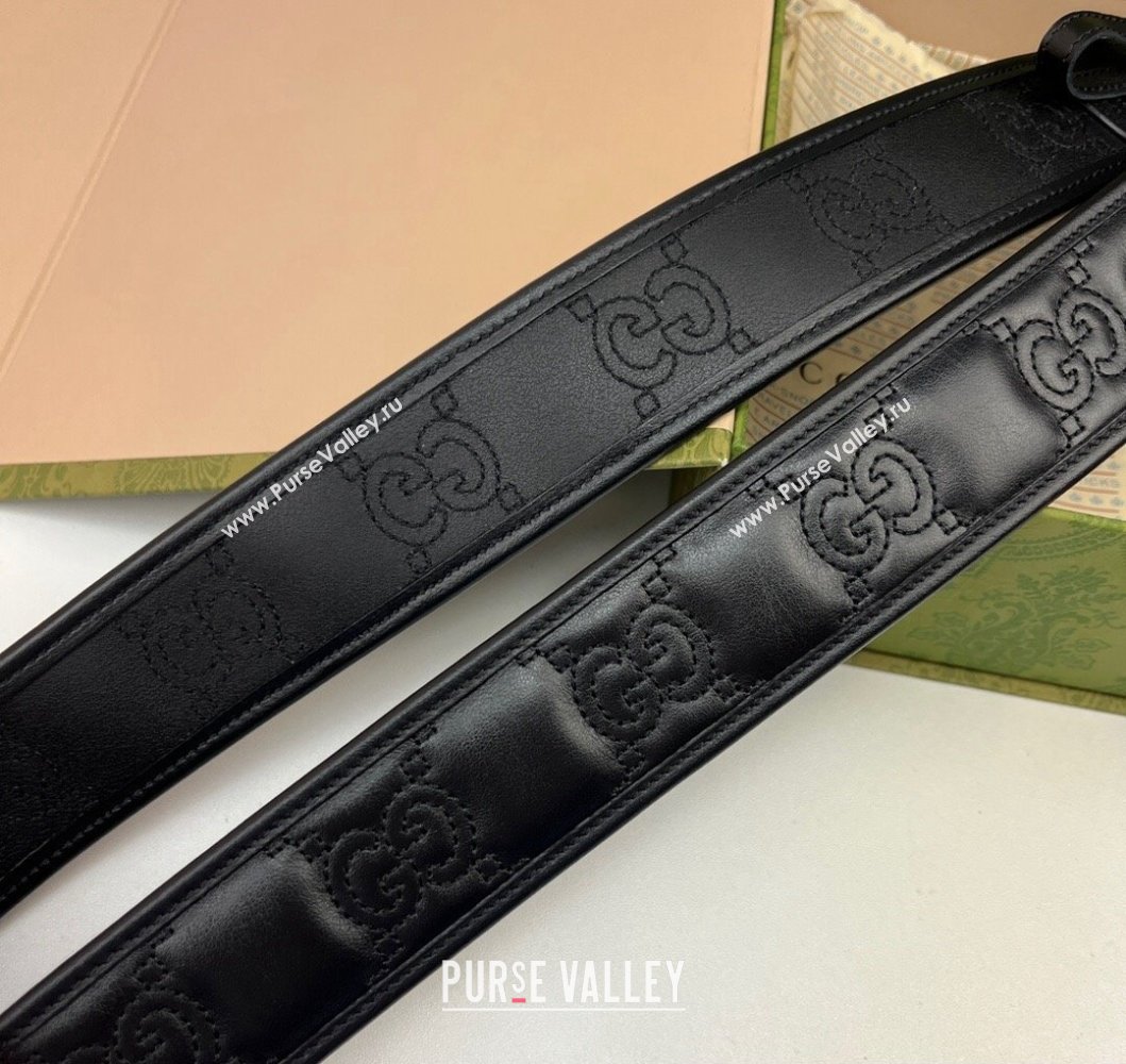 Gucci Width 4cm GG Marmont Matelasse wide belt 400593 Black (99belt-231228g32)