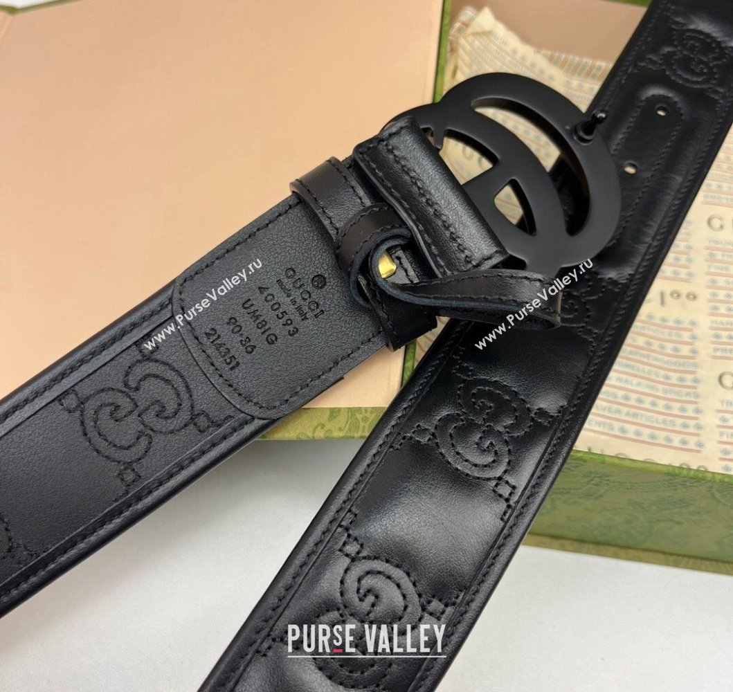 Gucci Width 4cm GG Marmont Matelasse wide belt 400593 Black (99belt-231228g32)
