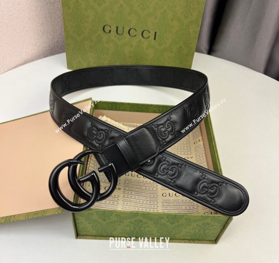 Gucci Width 4cm GG Marmont Matelasse wide belt 400593 Black (99belt-231228g32)