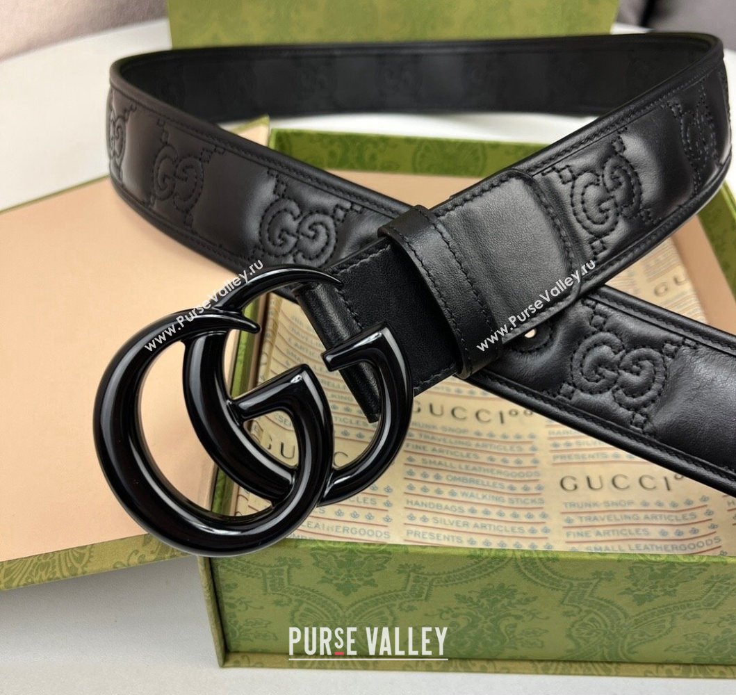 Gucci Width 4cm GG Marmont Matelasse wide belt 400593 Black (99belt-231228g32)