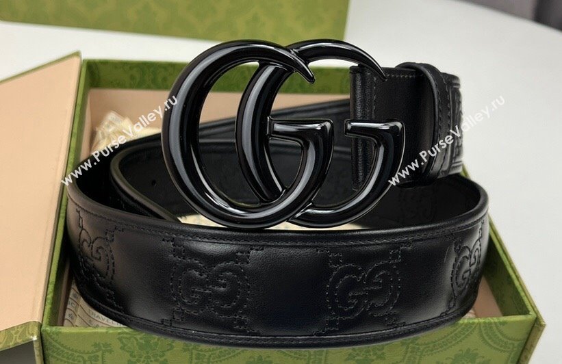 Gucci Width 4cm GG Marmont Matelasse wide belt 400593 Black (99belt-231228g32)