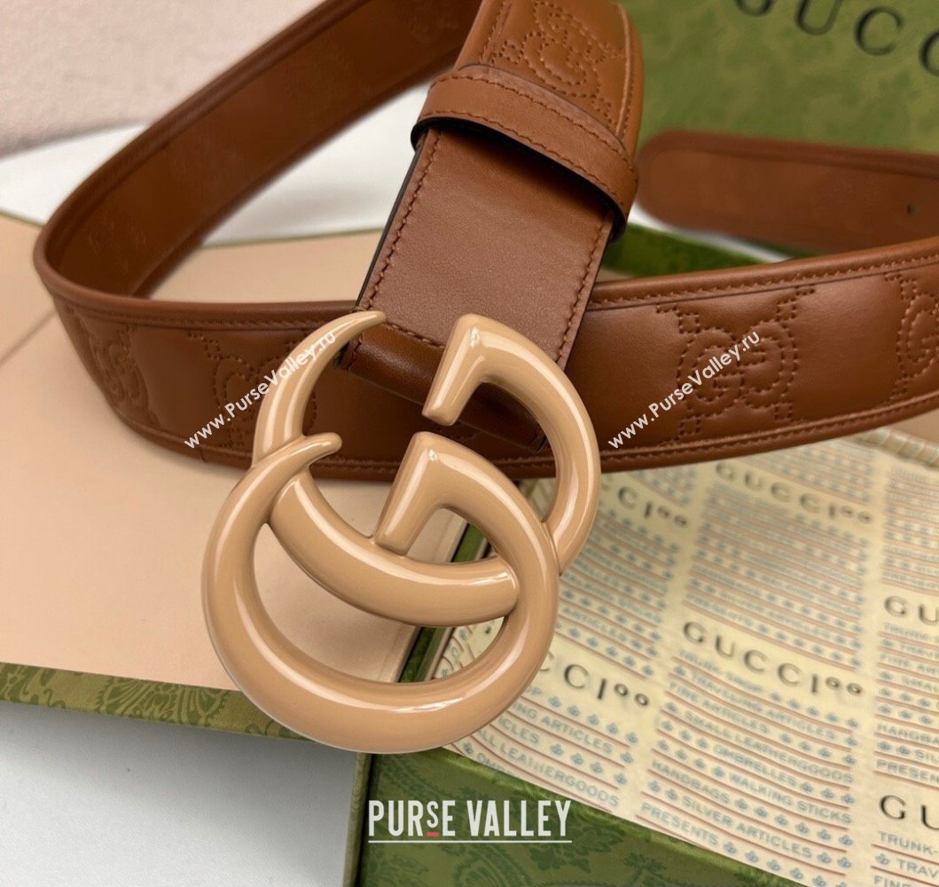 Gucci Width 4cm GG Marmont Matelasse wide belt 400593 Brown (99belt-231228g33)