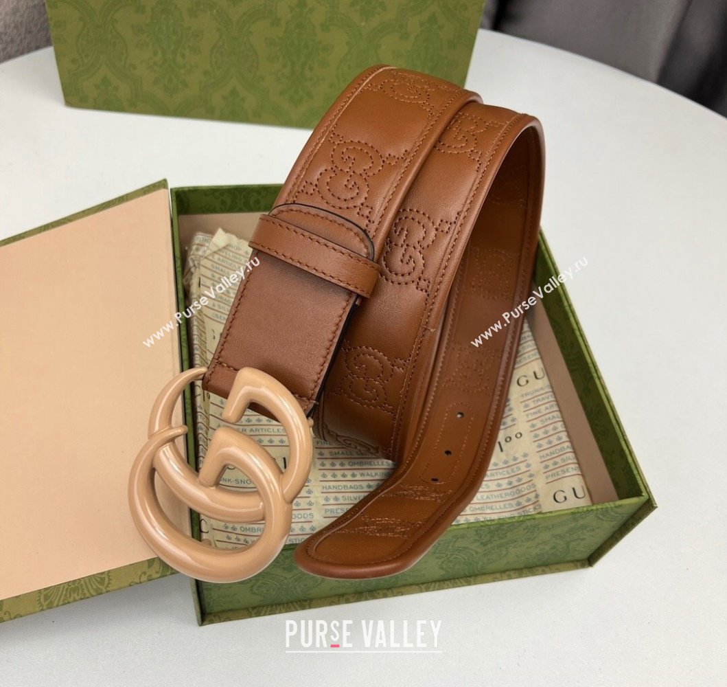 Gucci Width 4cm GG Marmont Matelasse wide belt 400593 Brown (99belt-231228g33)