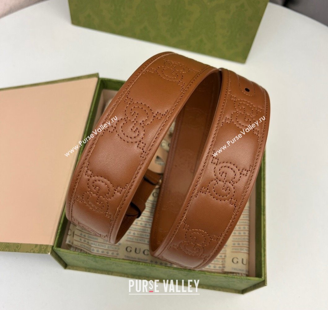 Gucci Width 4cm GG Marmont Matelasse wide belt 400593 Brown (99belt-231228g33)